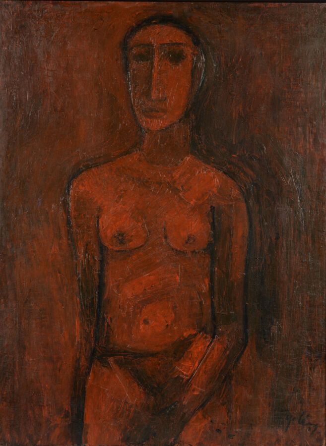 Null 泰伯-梅赫塔（1925-2009）

"红色人物"。

布面油画，右下方有签名。作品背面有标题和会签。

102 x 76,5 cm