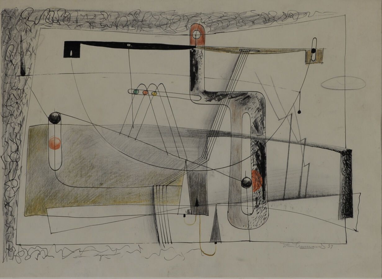 Null 约翰-唐纳 1900-1971

构成, 1937年

水墨画，纸上有彩色铅笔高光和木炭，右下方有签名和日期 "37"。

27.5 x 38 cm
&hellip;