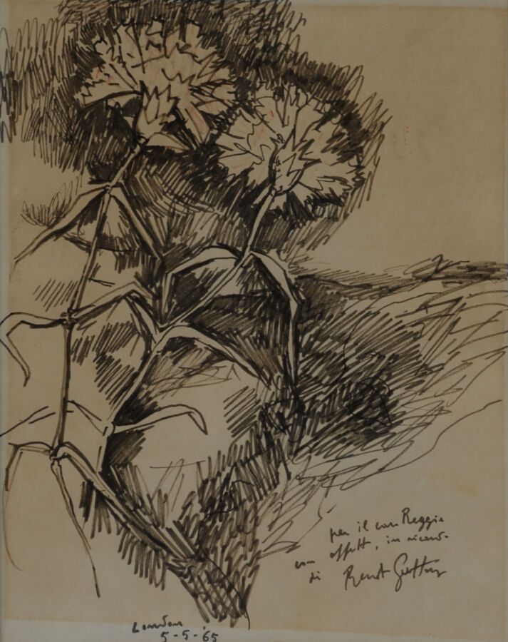 Null 雷纳托-古特索(1912-1987)

花，1965年

纸上毛笔，右下角有专用签名，位置和日期为 "伦敦5-5-65"，左下角。

24.5 x 1&hellip;