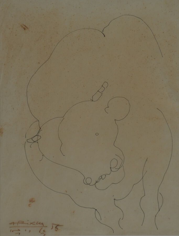 Null 阿维多-阿里卡(Avigdor ARICKHA) (1929-2010)

公牛，1955年

毛边纸上的钢笔画，左下方有签名和日期 "55"。

2&hellip;