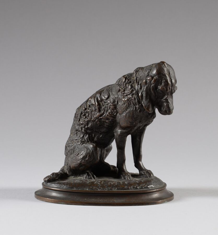 Null Emmanuel FREMIET (1824-1910) 
Seated dog
Bronze with brown patina signed on&hellip;