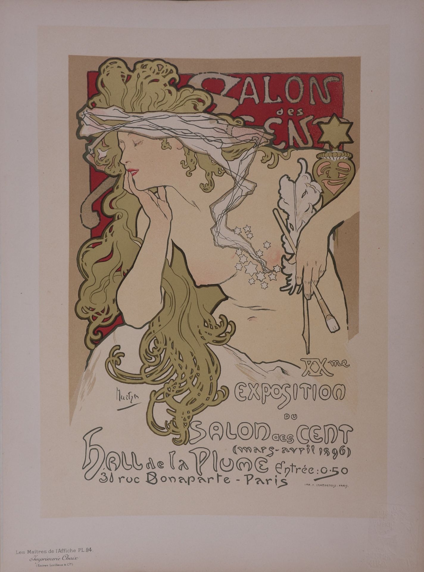 Alfons MUCHA 阿尔方斯-穆夏（Alphonse Mucha

缪斯》（分沙龙第20届展览），1897年

彩色石板画，精细编织纸

板块中的签名

&hellip;