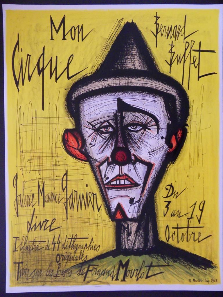 Bernard Buffet 伯纳德-布费特

我的马戏团，小丑，1968年

由巴菲特亲自题写的石版画

板块中的签名

打印机 : Atelier Mour&hellip;