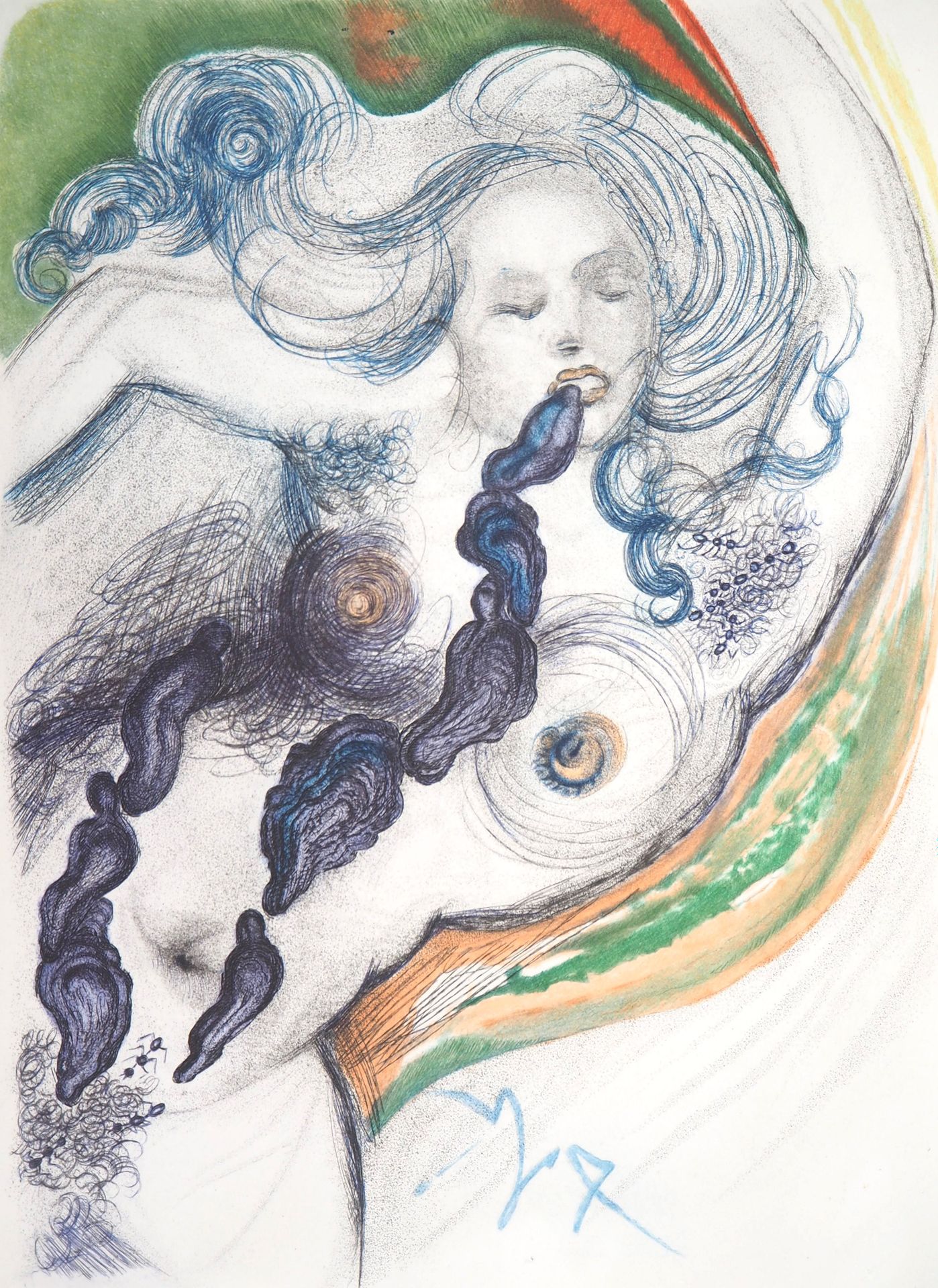 Salvador DALI 萨尔瓦多-达利 (1904-1989)

卡萨诺瓦：春药牡蛎和裸体，1967年

原创蚀刻版画（点状印刷的日光凹版画）

板块中的签&hellip;