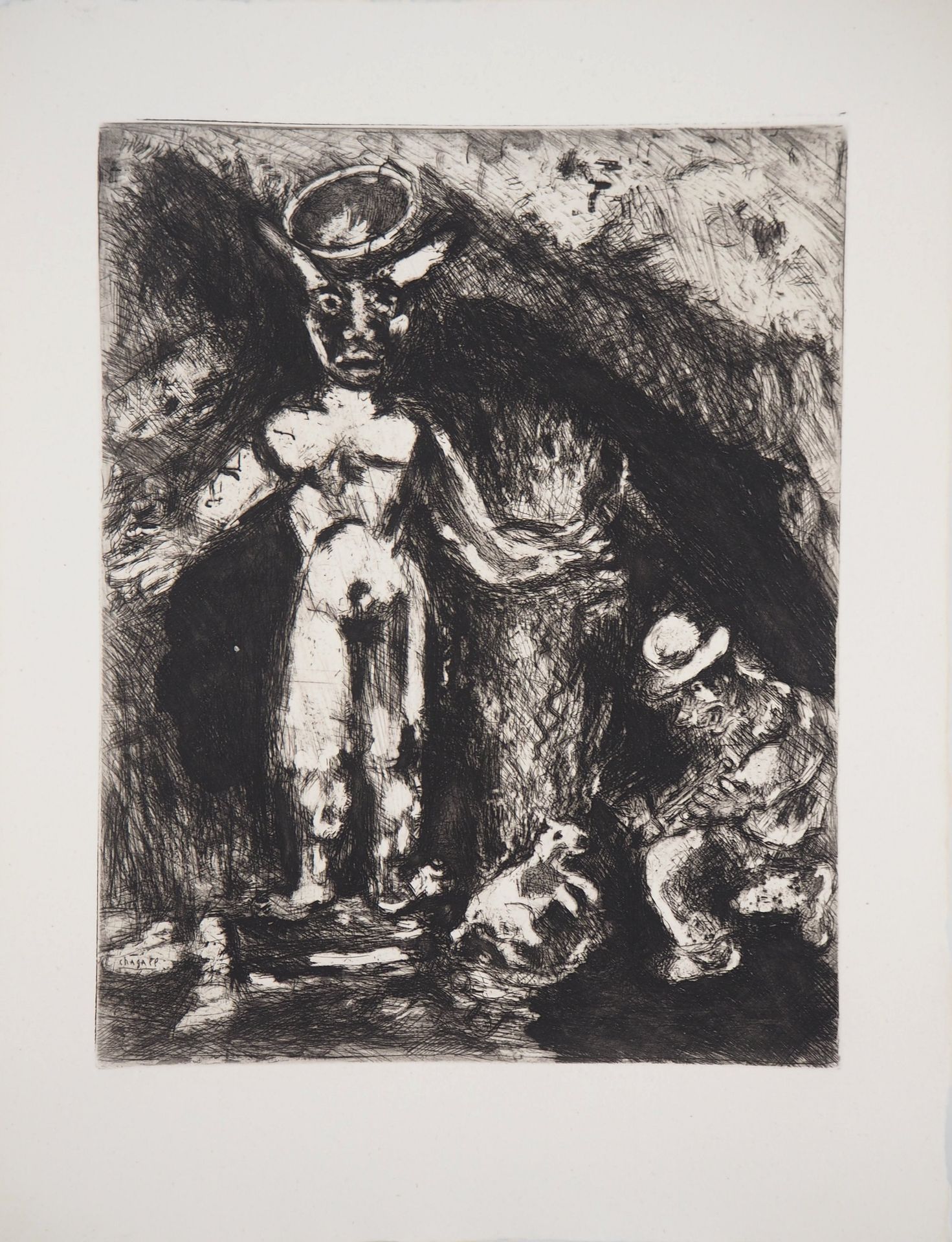 Marc Chagall 马克-夏加尔 (1887-1958)

拉封丹的寓言：人与木头偶像》，1952年

原始蚀刻画

板块中的签名

蒙瓦尔牛皮纸上，39&hellip;