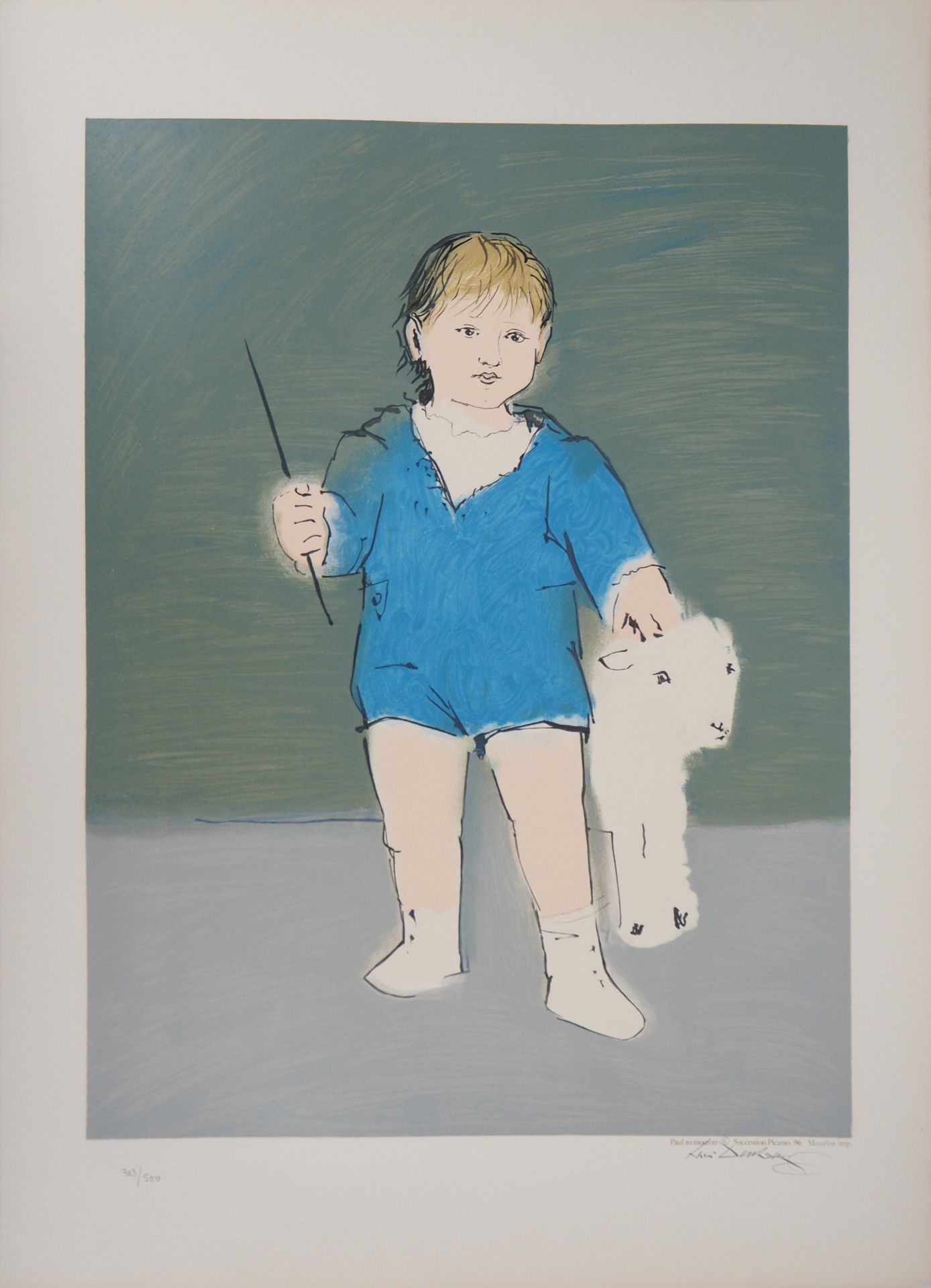 Pablo PICASSO 巴勃罗-皮卡索（后）

孩子和羔羊：小保罗-毕加索

根据毕加索的作品制作的彩色石版画

无符号

由平版印刷师亨利-德尚（他是毕加&hellip;