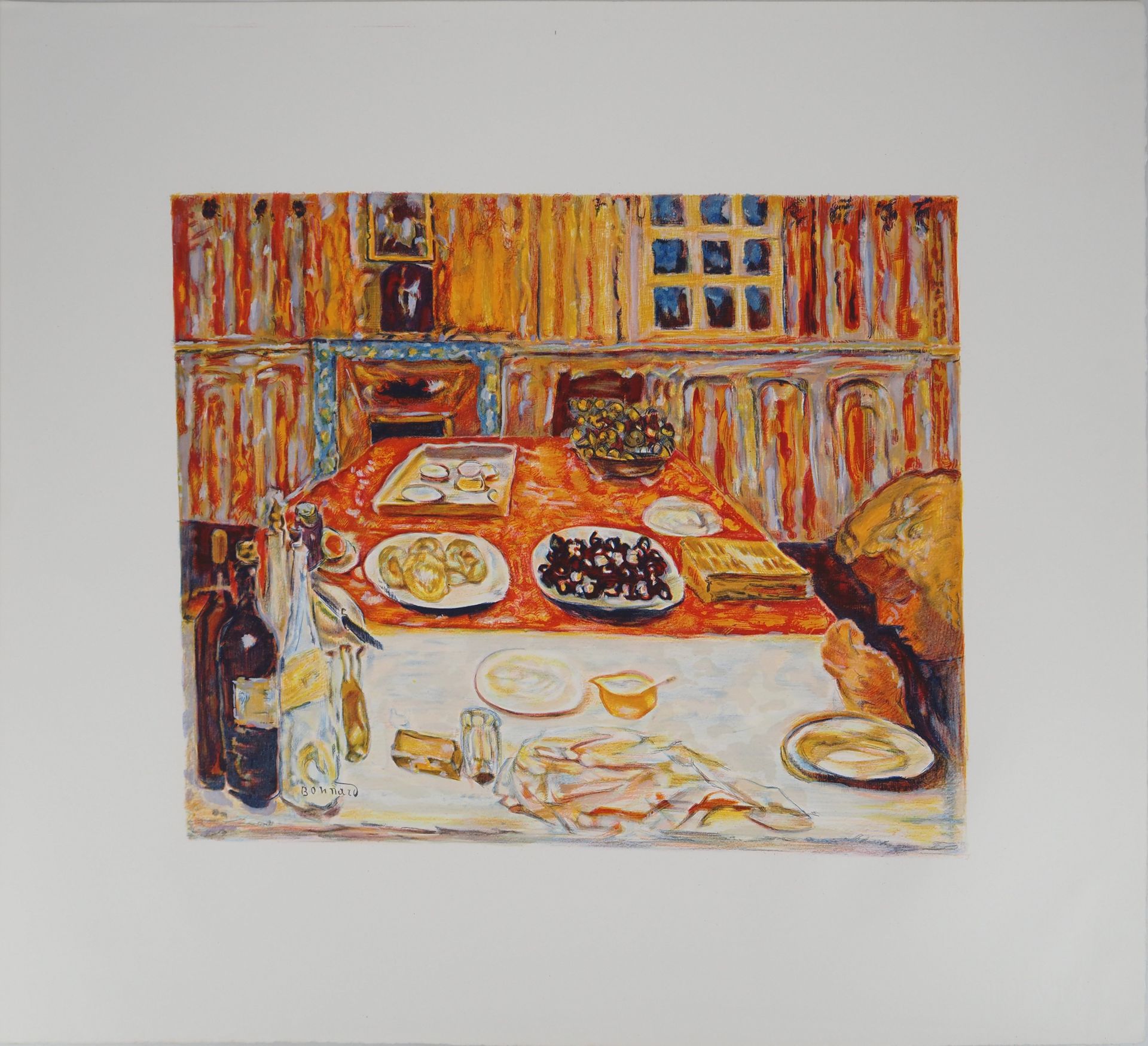 PIERRE BONNARD Pierre Bonnard (1867-1947) lunch in orange Color lithograph after&hellip;