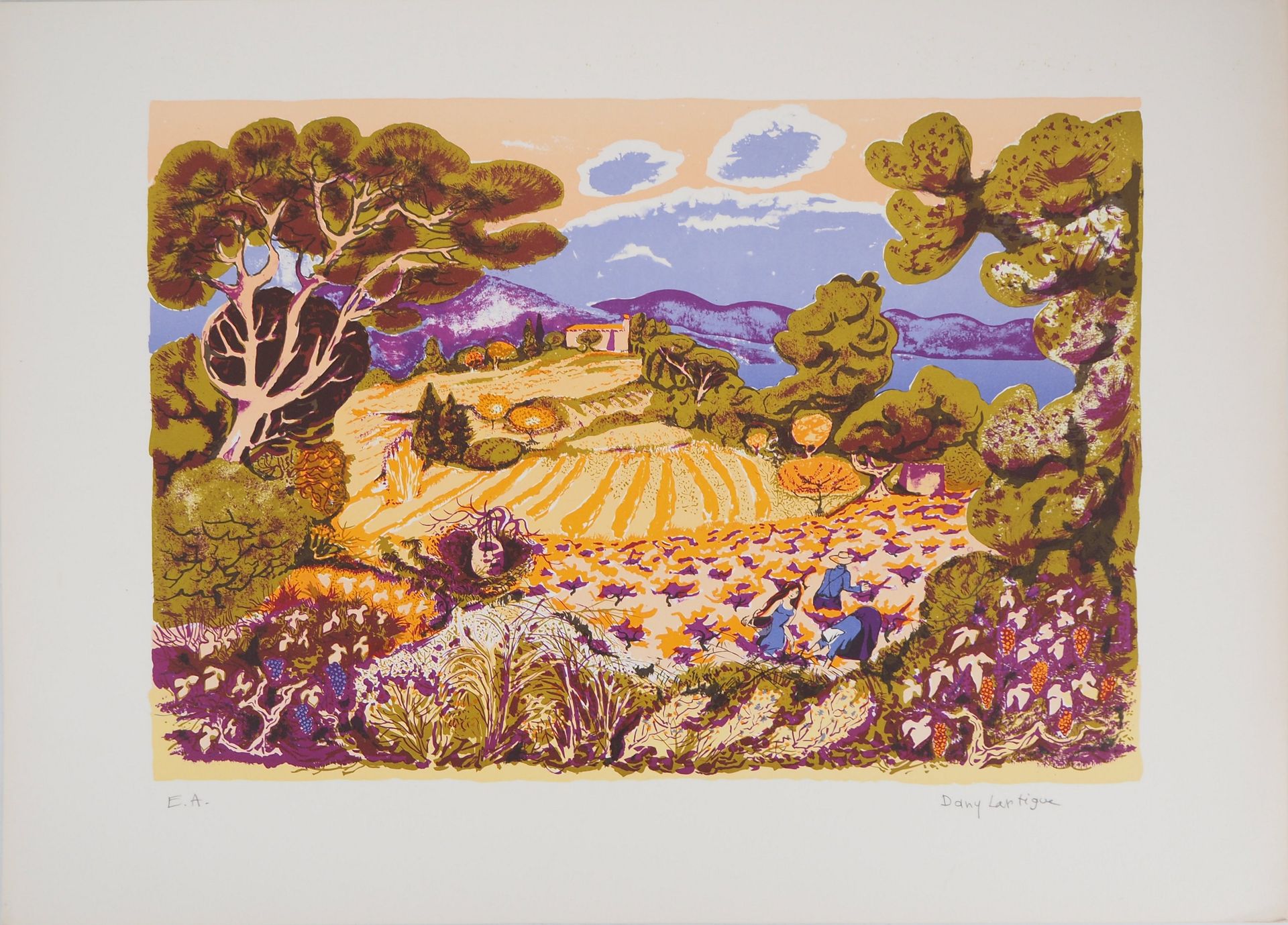 Dany LARTIGUE Dany Lartigue Provence: traditional agriculture Original lithograp&hellip;