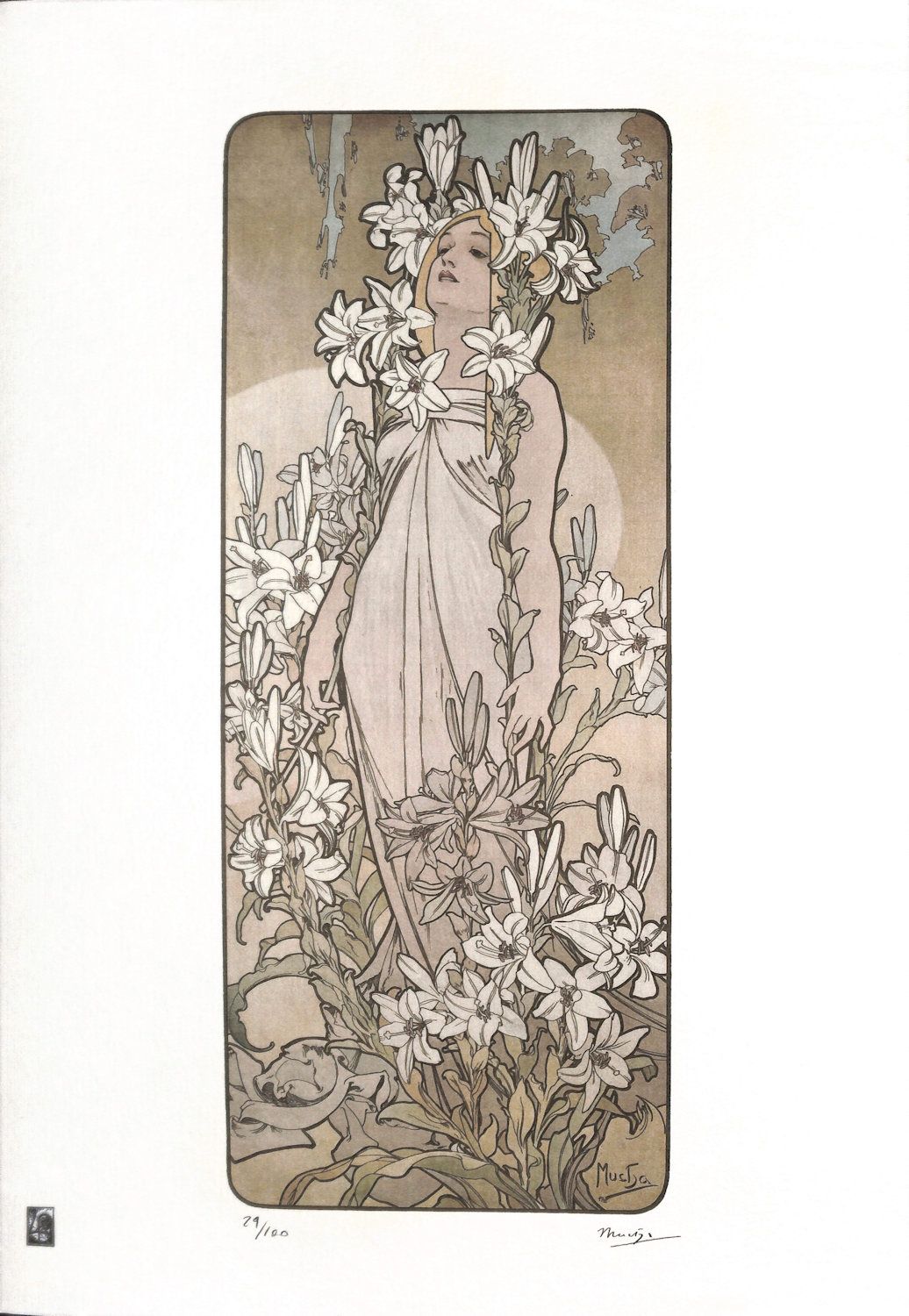 Alfons MUCHA Alphonse Mucha (Nach) 

Die Blumen: Die Lilie

Fotolithografie in F&hellip;
