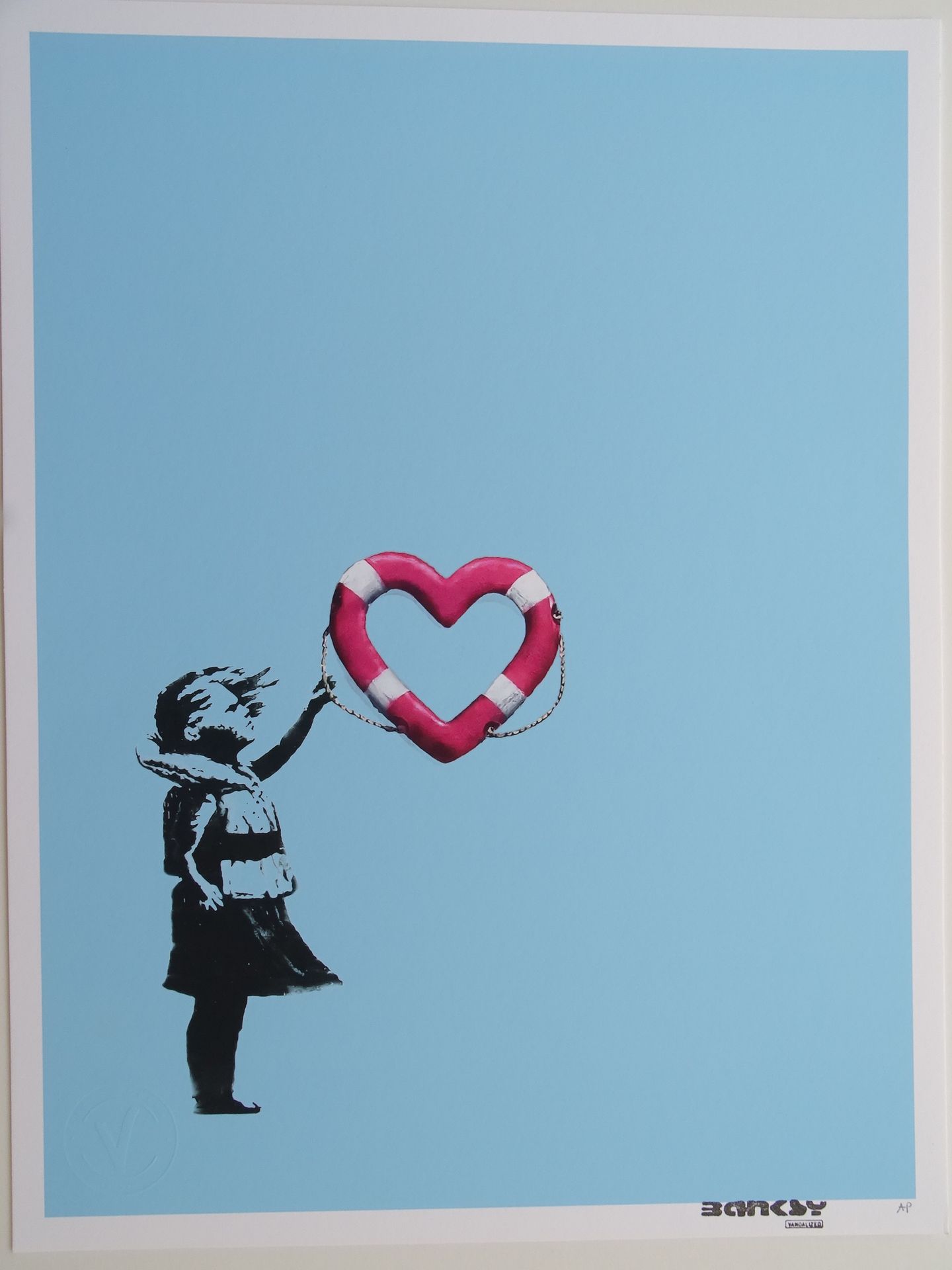 Banksy x Post Modern Vandal 班克斯x后现代破坏者女孩与心形漂浮物，2021年 在博物馆质量的哈内姆勒艺术纸上印刷--308克/平方米&hellip;