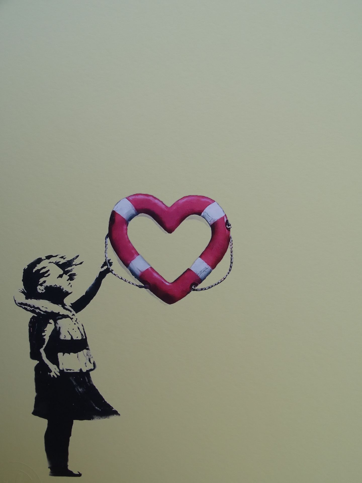 Banksy x Post Modern Vandal 班克斯x后现代破坏者 带心形浮雕的女孩 在博物馆质量的哈内姆勒艺术纸上印刷--308克/平方米 限量版8&hellip;