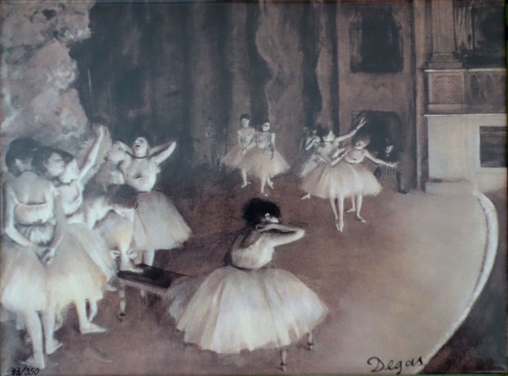 Edgar Degas 埃德加-迪加斯（后）

舞台上的芭蕾舞排练

陶瓷上的绢画

版面右下方有签名

编号为/350ex

20 x 15厘米

状况极佳
&hellip;