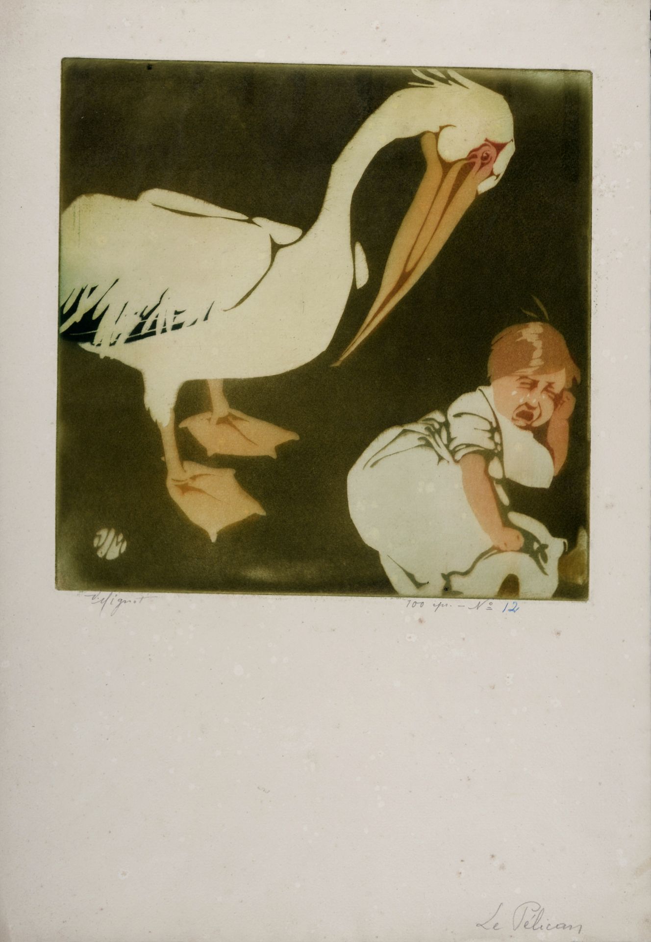 Victor Mignot 维克多-米格诺（1872-1944） 《鹈鹕》，约1910年 铺纸的原始蚀刻和水印。左下方有铅笔签名。编号为12/100：注解的10&hellip;