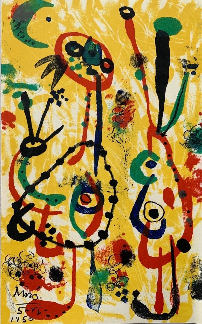 Joan Miro 琼-米罗

黑色幽默选集》，1950年

 André Breton/Joan Miro集体

 米罗在Johannot纸上的彩色石版画原作&hellip;