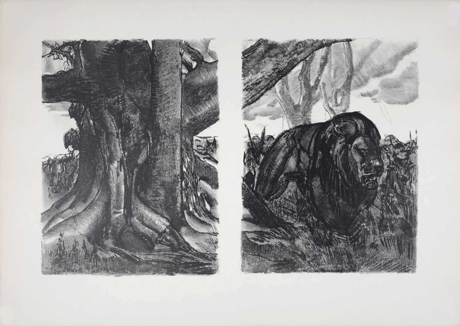 Paul JOUVE 保罗-茹维 (1878-1973)

狮子》，1934年

BFK Rives纸上的原版石版画，左下方有签名，有水印BFK Rives

&hellip;