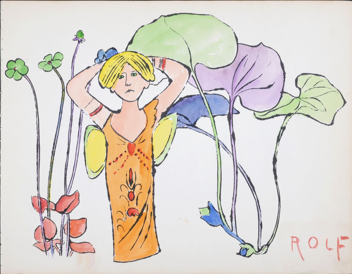 ANDY WARHOL 安迪-沃霍尔(1928-1987)

在我的花园的底部，1956年

纸上胶印平版印刷。水彩手绘，沃霍尔和他的朋友们都有独特的手绘色彩!&hellip;