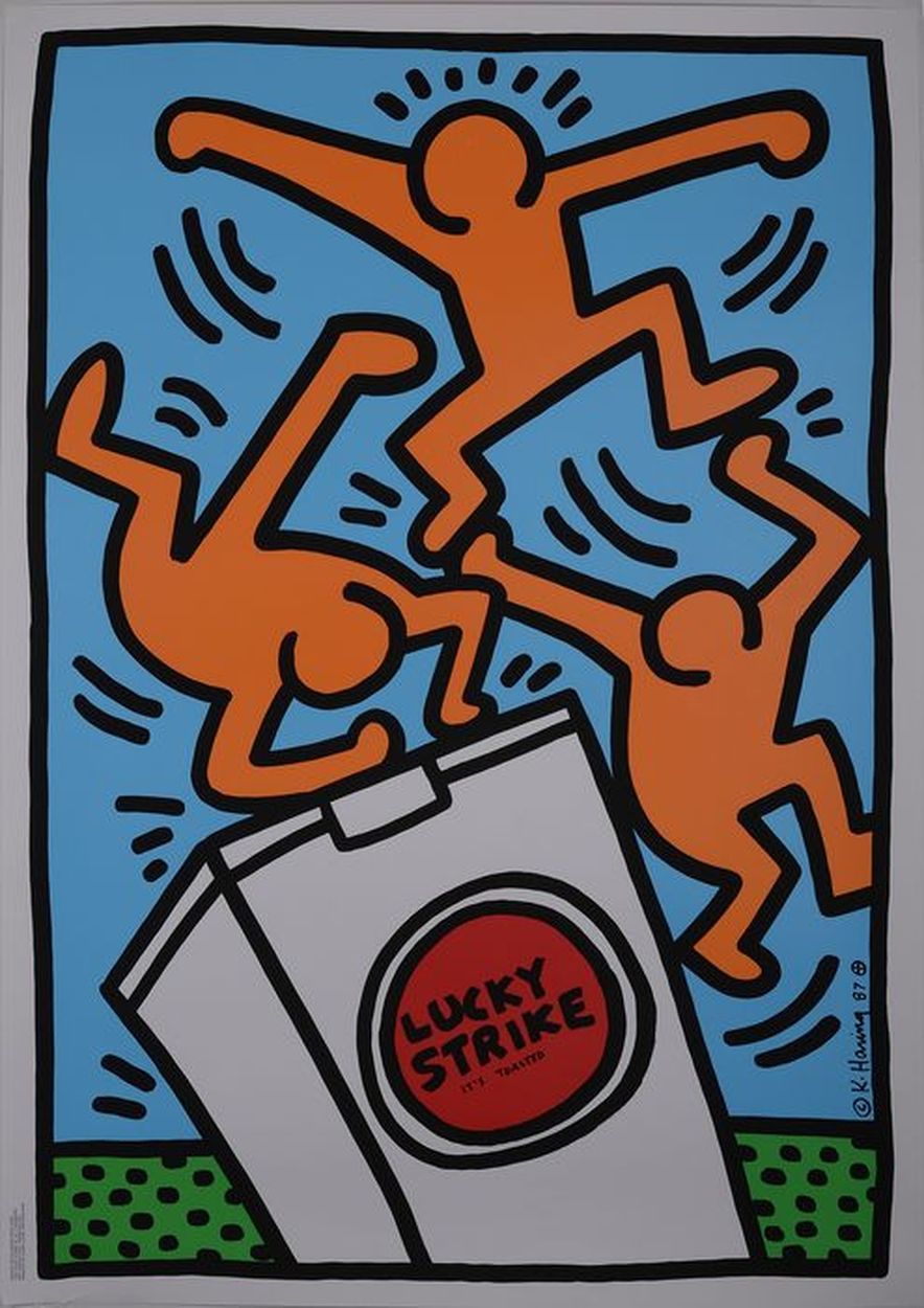 KEITH HARING 基思-哈林

Lucky Strike, 1987,

第一版的原始丝网印刷。

1987年，Lucky Strike香烟公司委托凯斯&hellip;