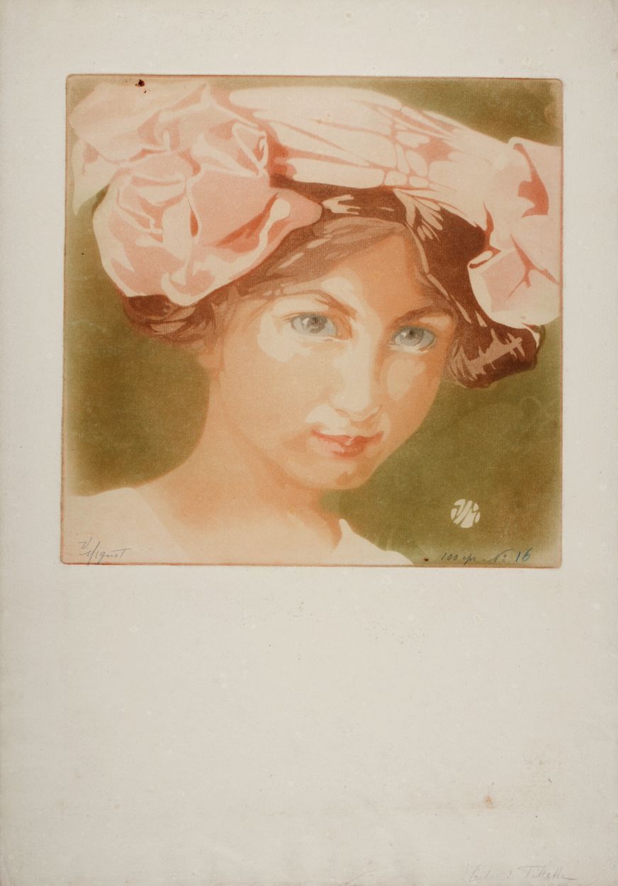 Victor Mignot 维克多-米尼奥特(1872-1944)

女孩的头，约1910年

原始蚀刻和水印在铺纸上。左下方有铅笔签名。编号16/100：注释&hellip;