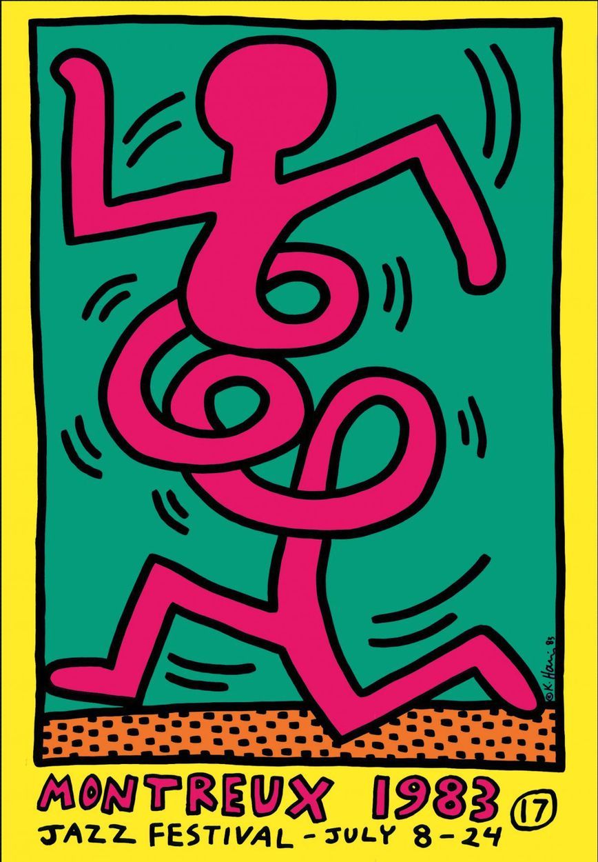 KEITH HARING Keith Haring 
Montreux Jazz Festival, 1983 
Affiche sérigraphique o&hellip;