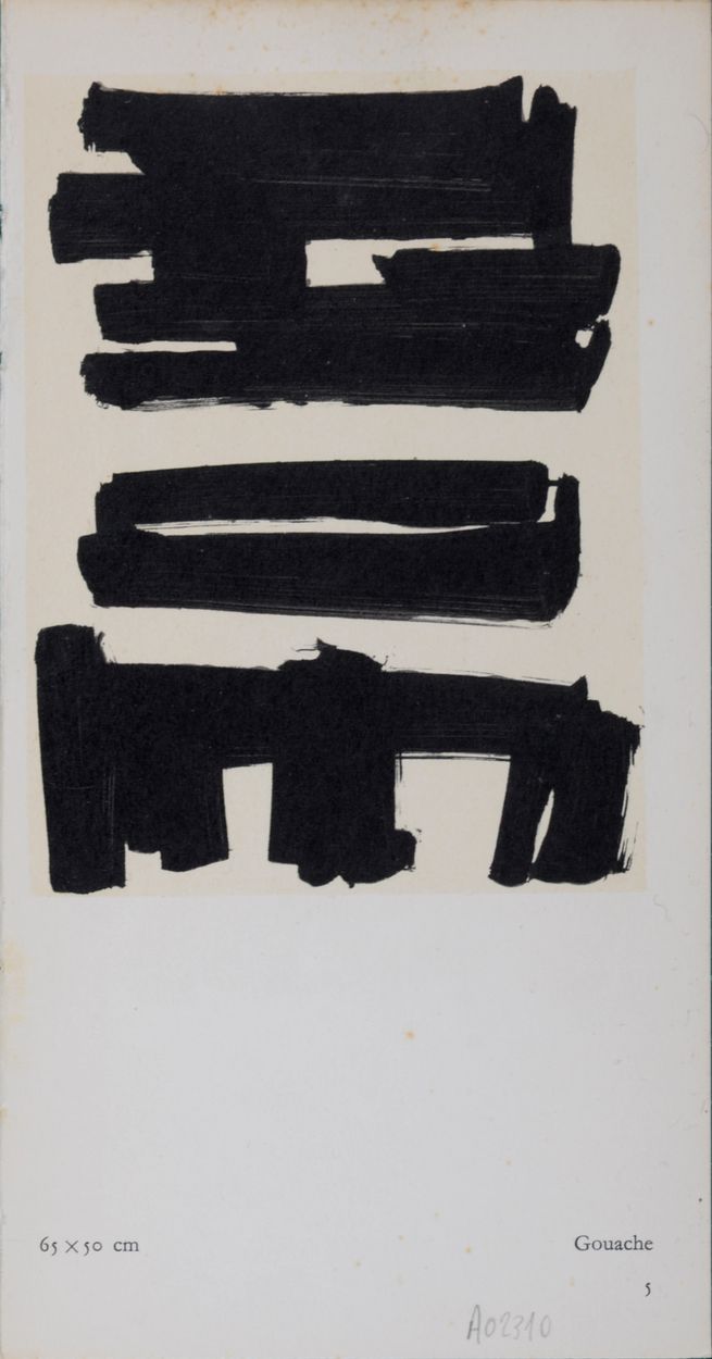 Pierre SOULAGES 皮埃尔-苏拉格（后）

水粉画和版画（D），1957年

使用Jacomet工艺（模版）在纬线纸上印刷，仿照Pierre Sou&hellip;