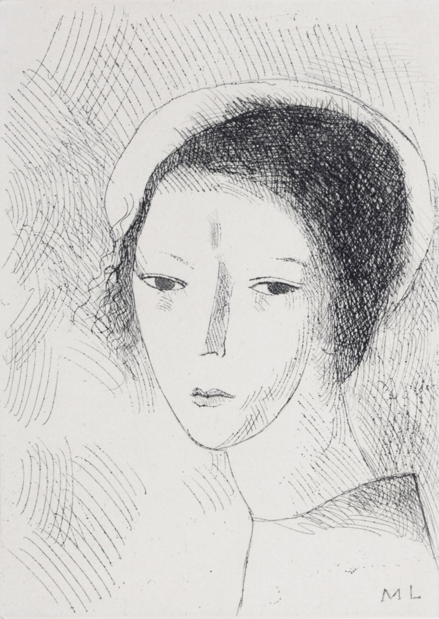 MARIE LAURENCIN Marie Laurencin (1883-1956)

一个年轻女孩的头，1947年

拉纳纸上的原始蚀刻画（Eau-fort&hellip;