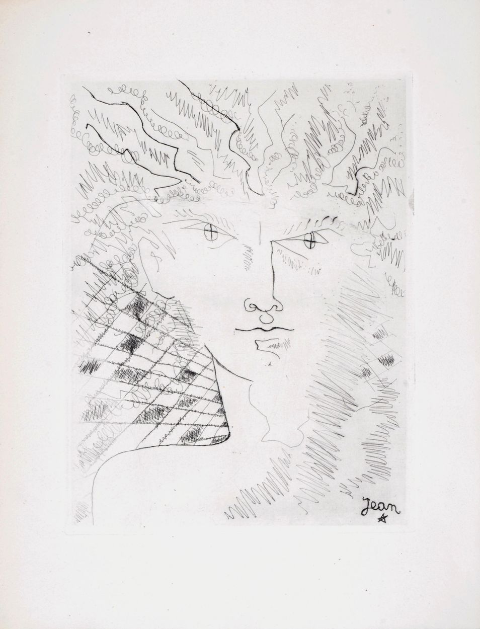 JEAN COCTEAU 让-科克托 (1889-1963)

超现实主义的肖像，1946年

 雕刻在Vélin de Rives BFK纸上。Vélin d&hellip;