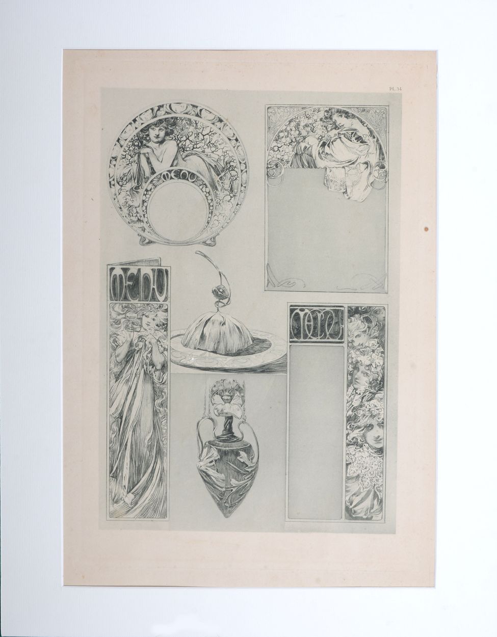 Alfons MUCHA 阿尔方斯-穆夏 (1860-1939) 
装饰性文件, 1902 
纬线纸上的石版画。PLATE: PL.#34.参考 "Mucha &hellip;
