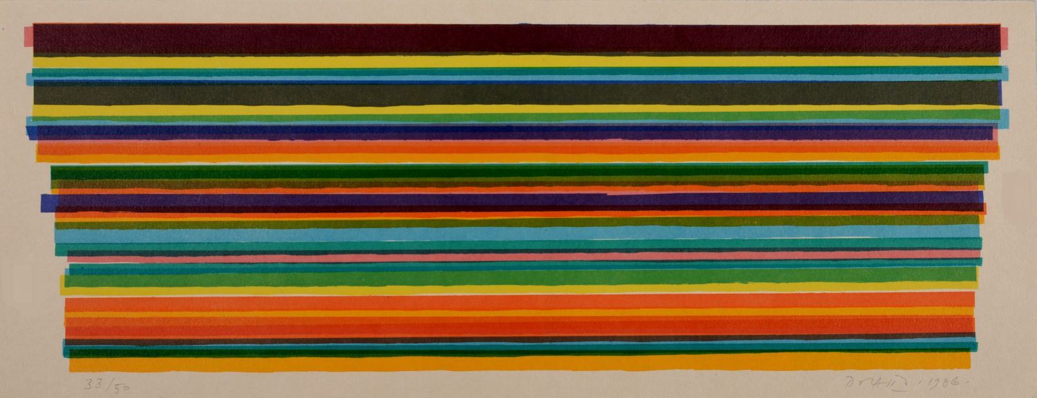 PIERO DORAZIO 皮耶罗-多拉齐奥(1927-2005)，Kokora，1987年

纬线纸上的彩色平版画原件。右下角的空白处有日期和亲笔签名。左下角&hellip;