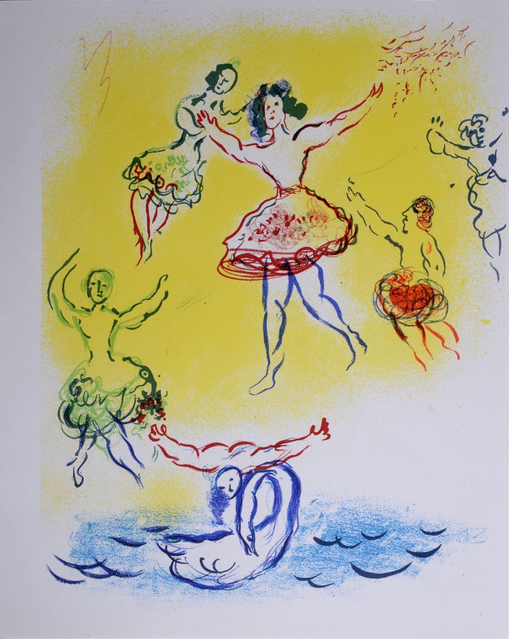 Marc Chagall 马克-夏加尔 (1887-1985)

天鹅湖》草图，约1965年

纬线纸上的石版画。马克-夏加尔（Marc Chagall）的加尼&hellip;