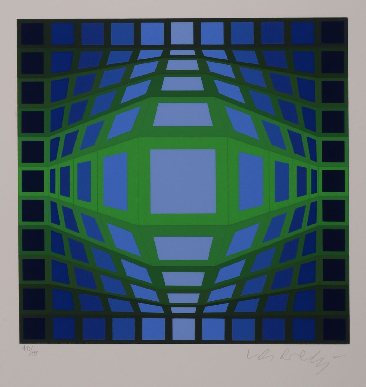 Victor Vasarely 维克多-瓦萨里(1906-1997)

Gyemant, 1973

浅色纸板上的彩色原版绢画 右下角有铅笔签名，左下角有编号 &hellip;