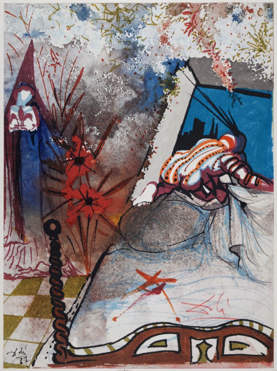 Salvador DALI 萨尔瓦多-达利(1904-1989)

罗密欧与朱丽叶#3, 1975

彩色胶印石版画，厚纸印刷。

右下角有红色粉笔签名。

左&hellip;