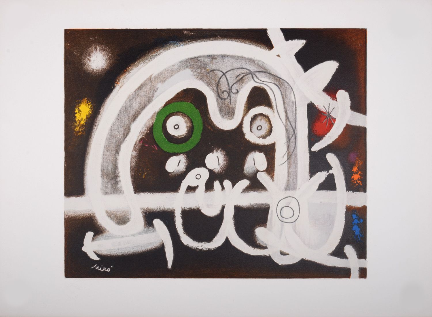 Joan Miro 琼-米罗（后）(1893-1983)

图和鸟，1969年

彩色石版画，"Arches "纸上。

 版面左下角有签名 "Miró

 画&hellip;