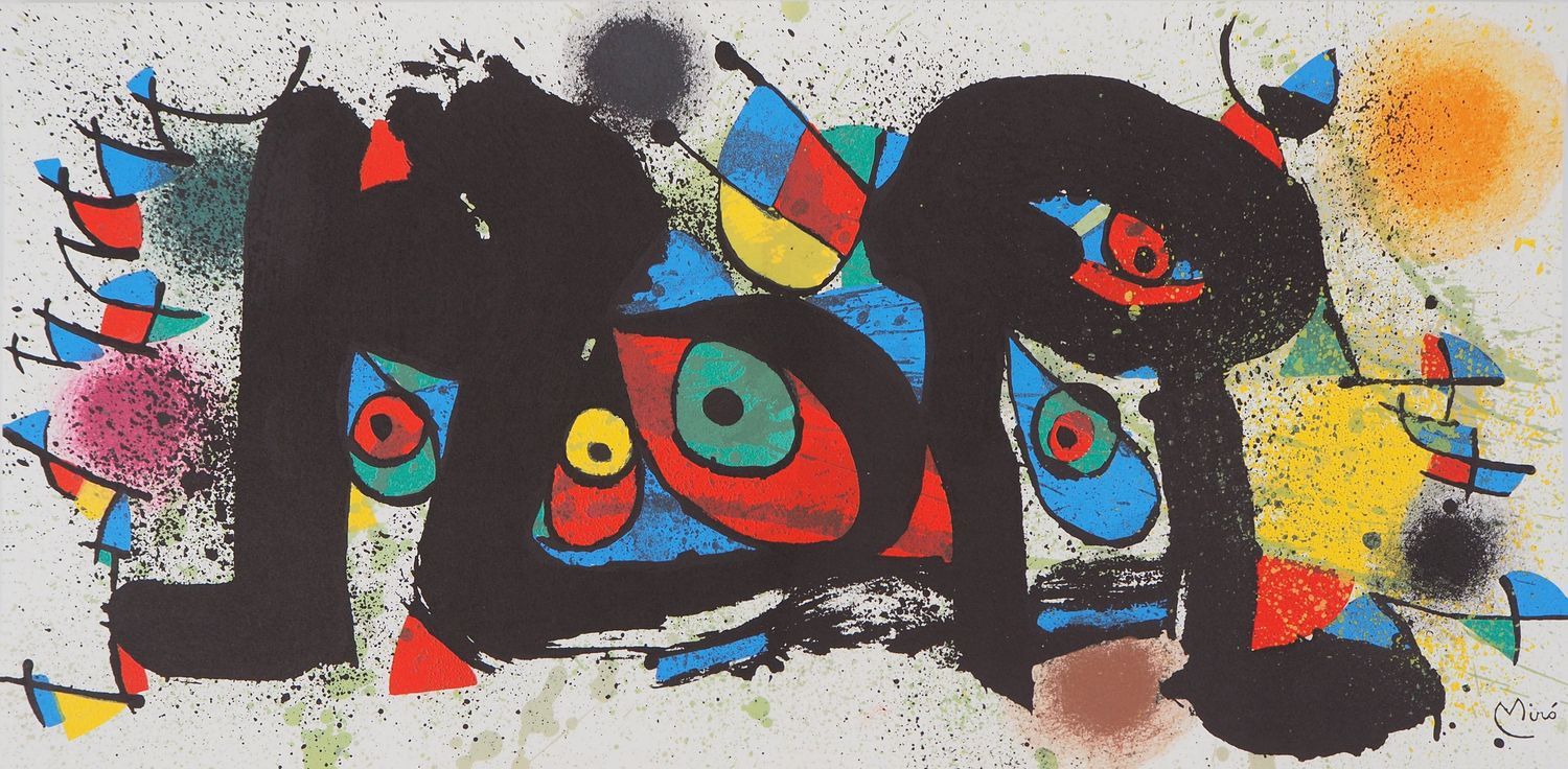 Joan Miro Joan MIRO 
Esculturas : Los polluelos (1974) 
Litografía original 
Fir&hellip;