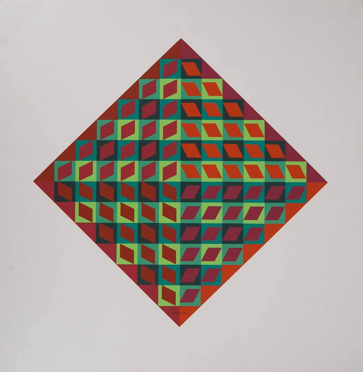Null 维克多-瓦萨雷利(1906-1997)

班亚--钻石方块，1964年

原创绢印画（阿凯工作室）

板块中的签名

纸上 58 x 58 cm

状&hellip;