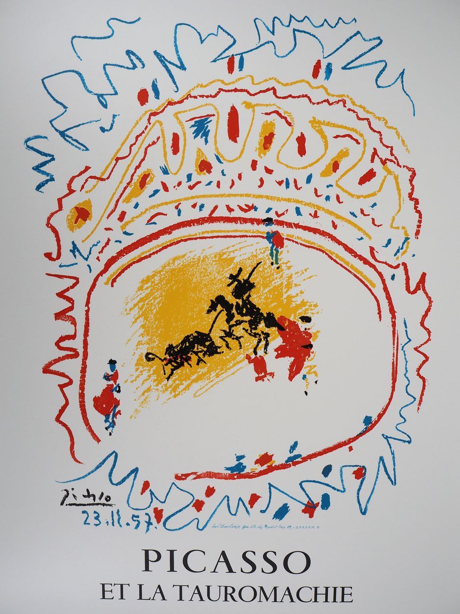 Null Pablo PICASSO（后）

斗牛

海报纸上的石版画

板块中的签名

89 x 60厘米

1982年左右在Mourlot工作室印制

19&hellip;