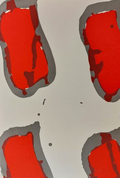 Claude Viallat Claude VIALLAT

红色构成，约201

原创彩色绢印画

铅笔签名的样书和编号/100份样书

(编号可能与照片上的&hellip;