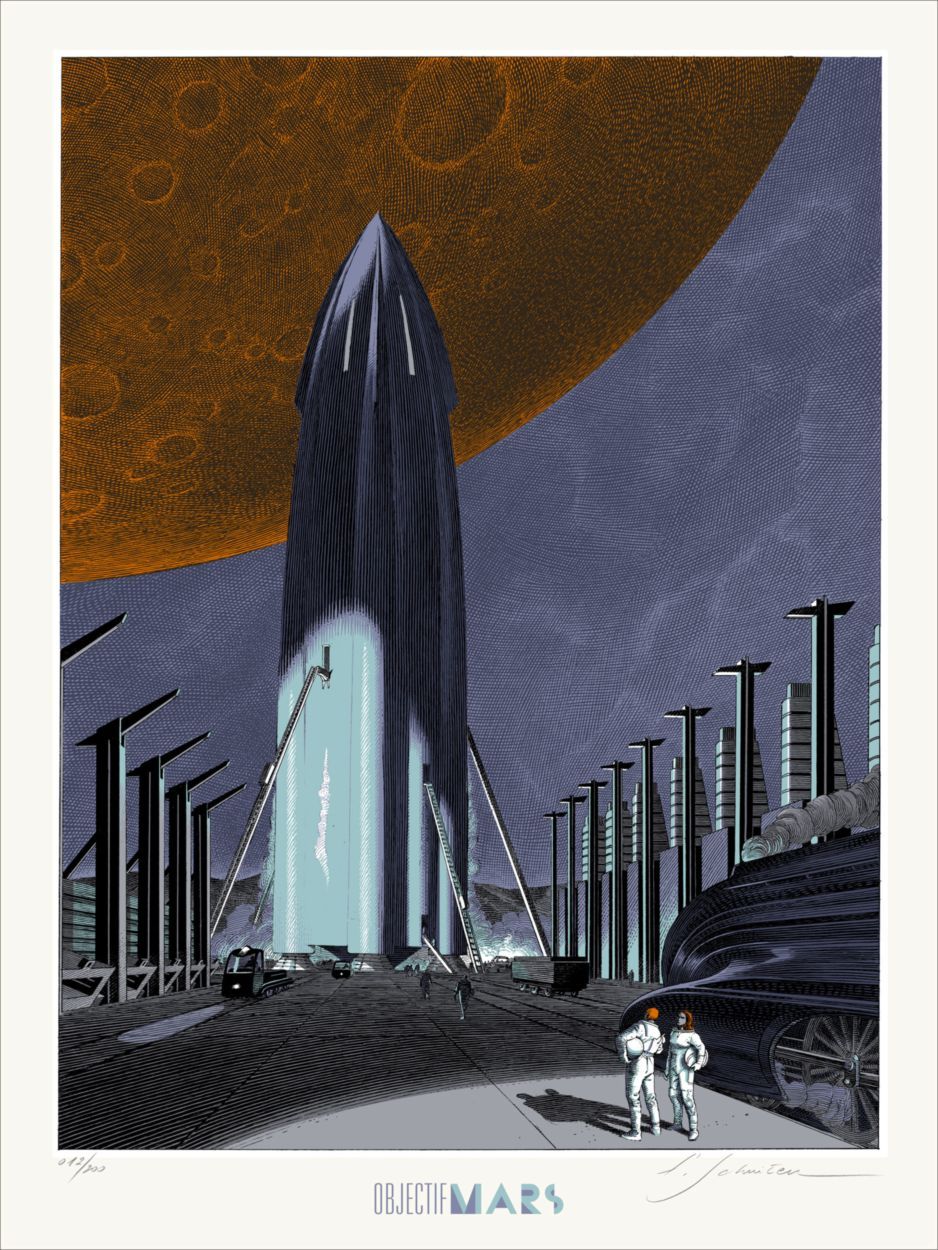François SCHUITEN François Schuiten

目标火星，2021年

为路易威登出版的旅游书《火星》制作的绢印，插图由Françoi&hellip;