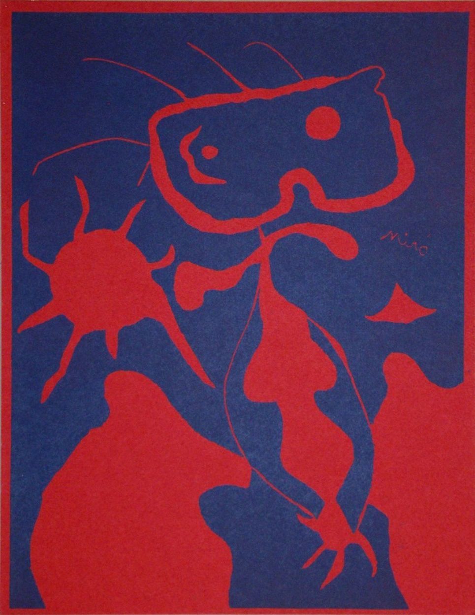 Joan Miro Joan MIRO 

Femme au soleil rouge 1959 

Gravure originale sur linoléu&hellip;
