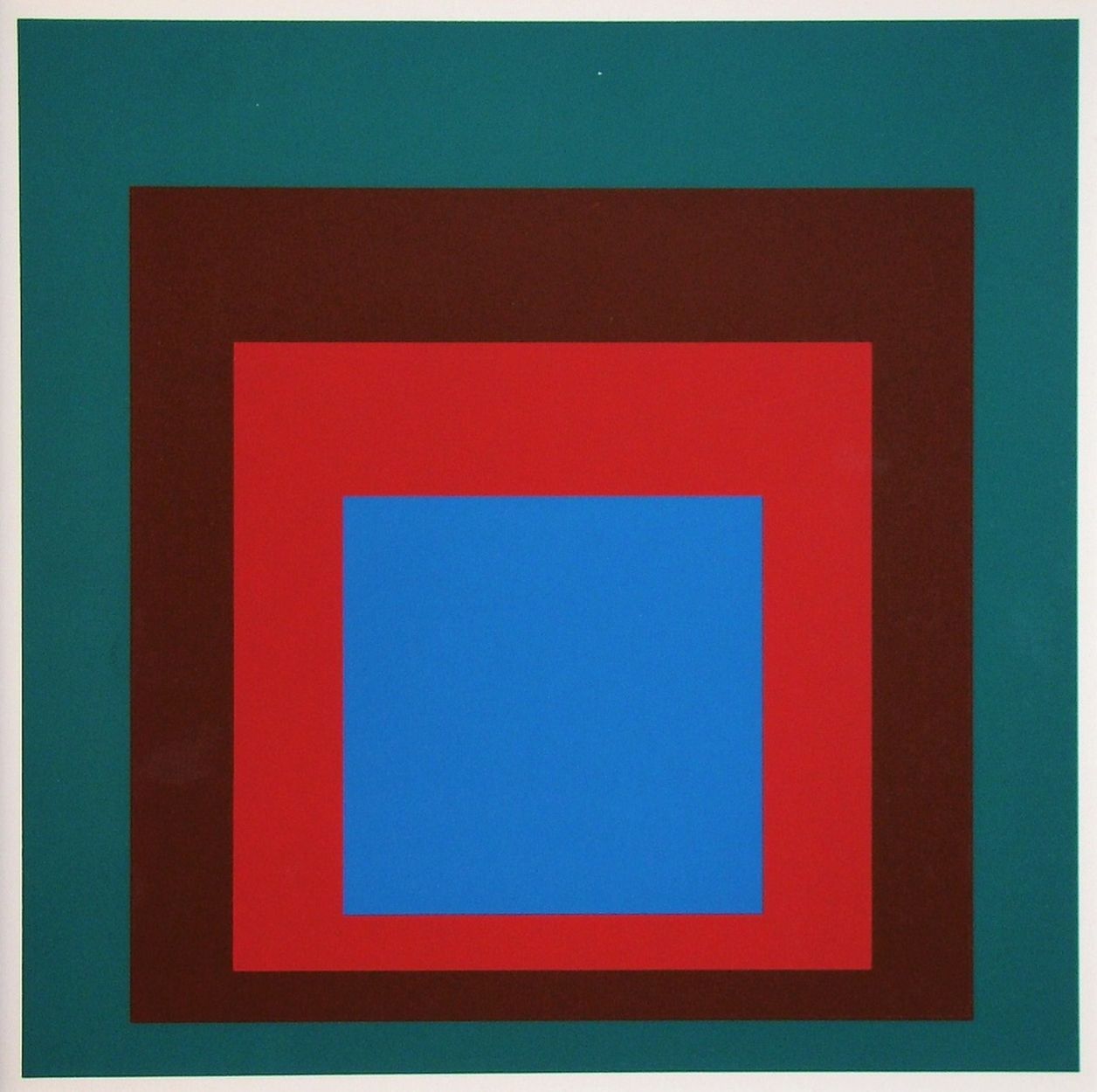 Josef Albers 约瑟夫-阿尔贝斯（后）《向广场致敬--受保护的蓝色》，1977年 纬纱纸上的4色丝网版画，未署名 1977年根据原画印制 西德雷克林豪&hellip;