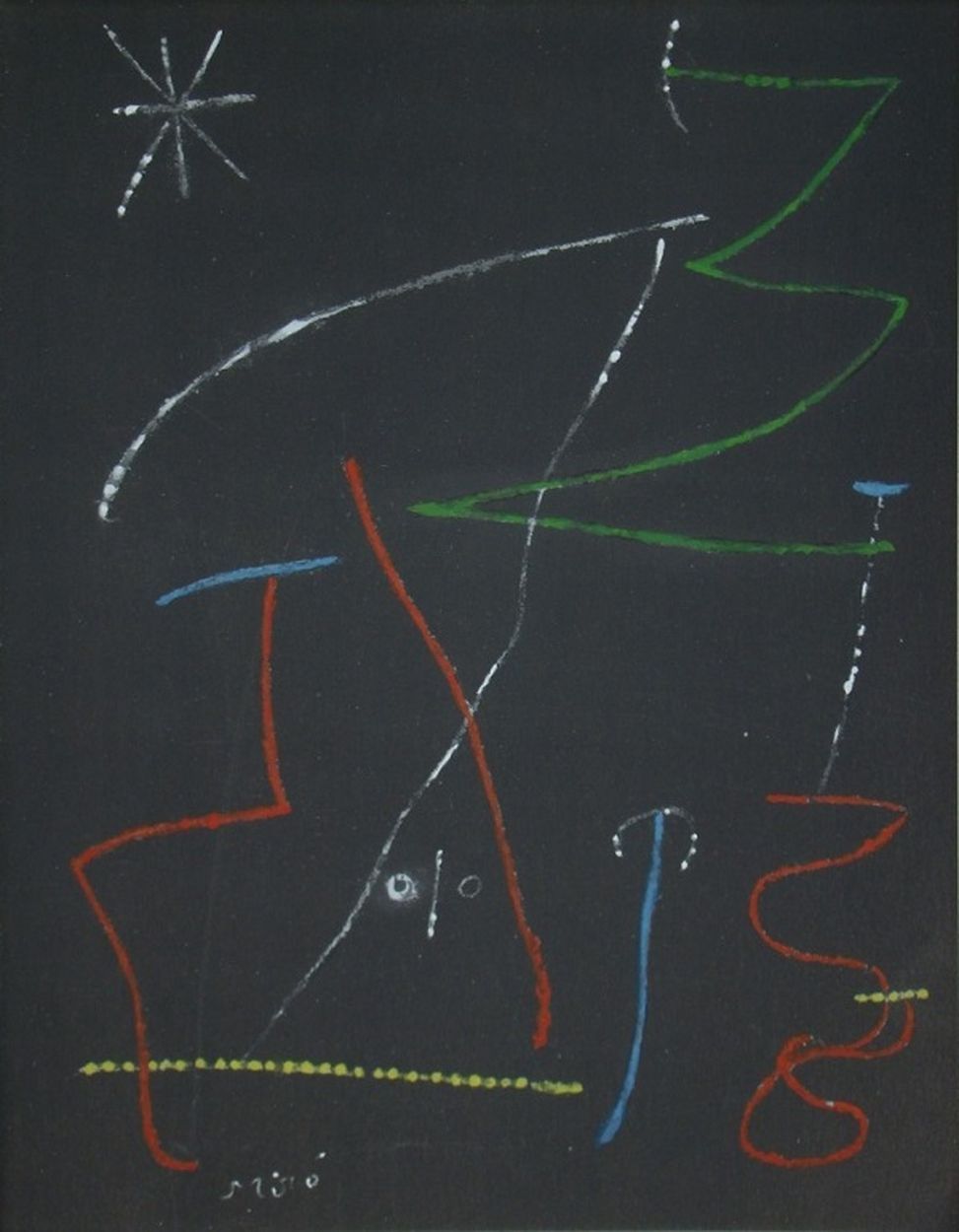 Joan Miró Joan MIRO (d'après) (1893 - 1983) Oiseau dans la nuit, 1958 Lithograph&hellip;