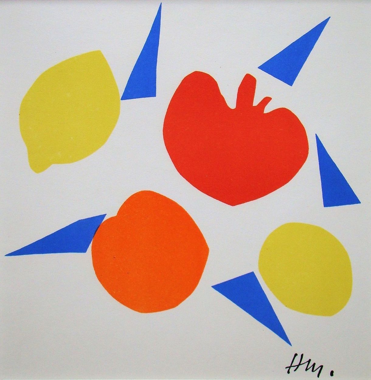 Henri Matisse 亨利-马蒂斯（后） ( 1869 - 1954 )
创作, 1956年

纬线纸上的五色石版画。
右下角的盘子里有Monogramm&hellip;