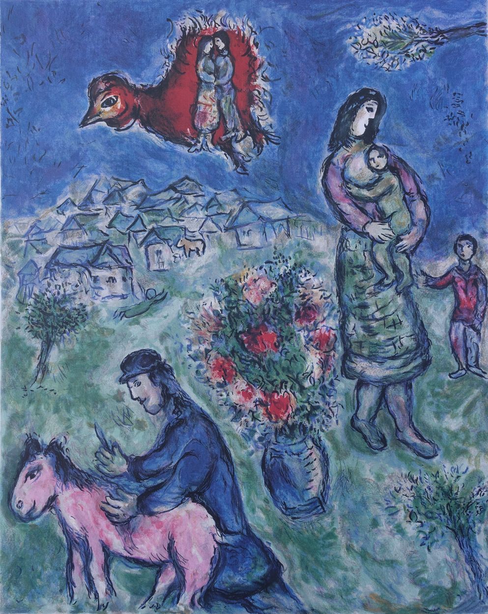 Marc Chagall Marc CHAGALL（后）。
通往村庄的道路

根据马克-夏加尔的作品制作的石印版画
板块中的签名
在精细纹理的艺术纸上
在500&hellip;