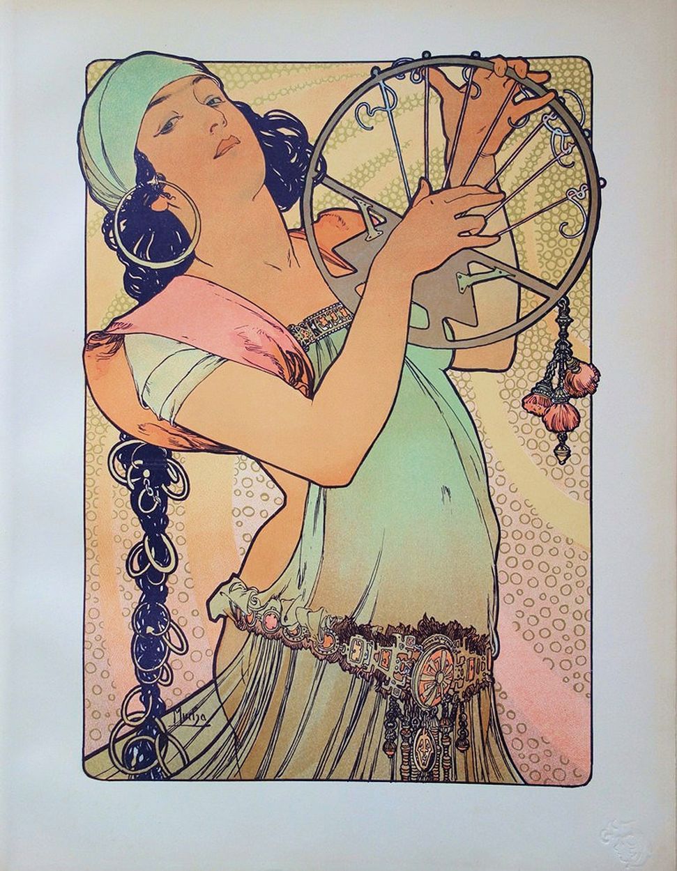 Alfons Mucha 阿尔方斯-穆夏 (1860-1939)
萨洛姆，1897年

石版画，精细编织纸
板块中的签名
40 x 31厘米
艾斯坦普--现代派&hellip;
