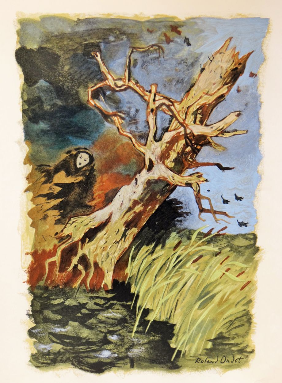 Roland Oudot 1897-1981 橡树和芦苇, 1961 木刻版画1961年为《拉封丹的