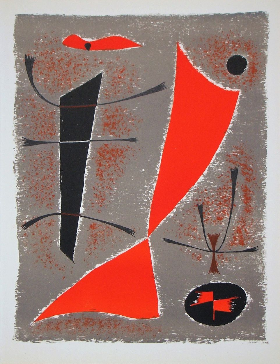 Gustave Singier 古斯塔夫-辛吉尔（1909-1984） 抽象构图，1955年 彩色石板画原稿，无签名和编号 艺术家于1955年为法国巴黎的XXe&hellip;