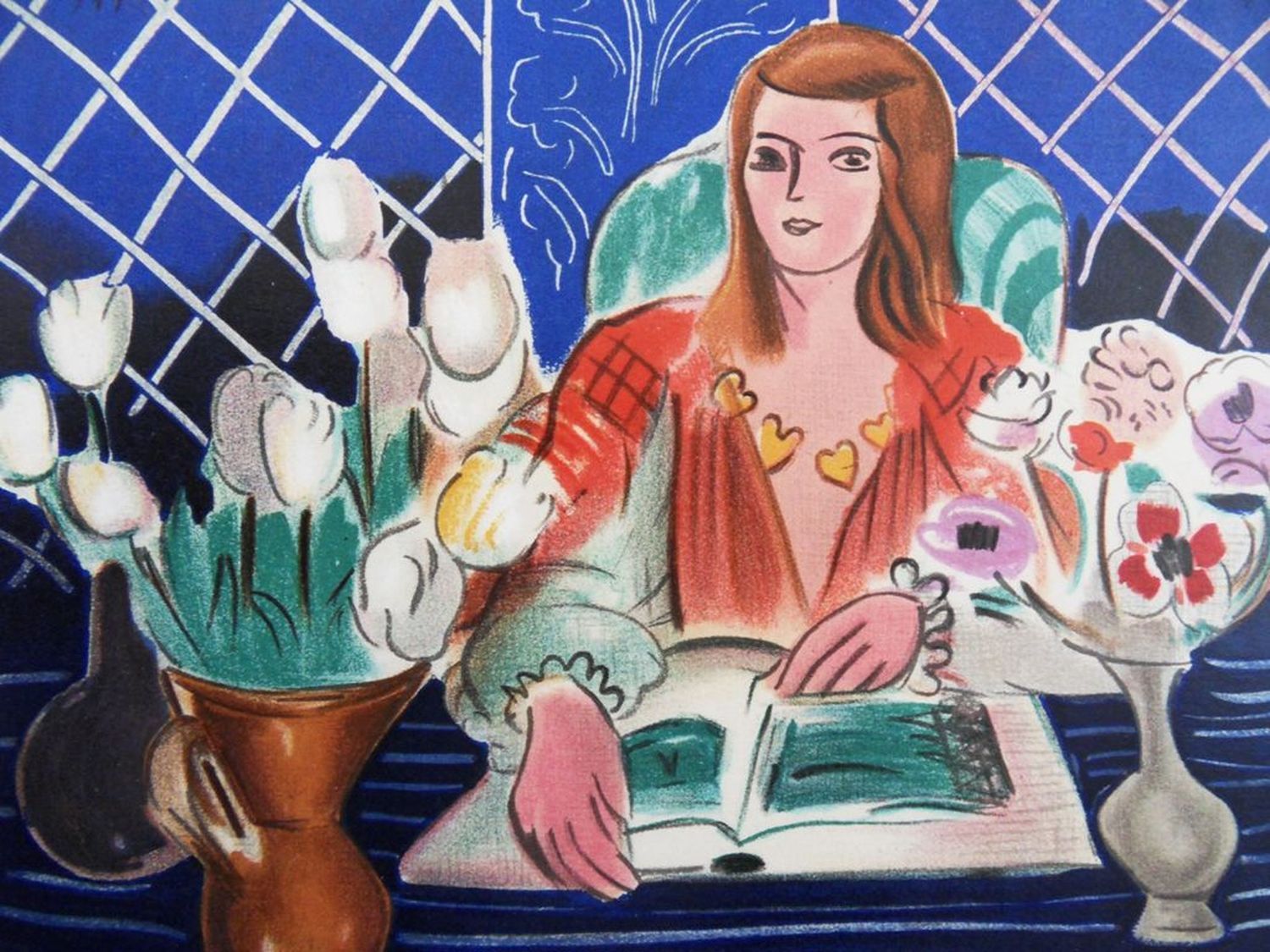 Henri Matisse Henri MATISSE (后)
郁金香和海葵

根据艺术家的画作制作的彩色石版画
板块中的签名
1954年在Mourlot车间印&hellip;
