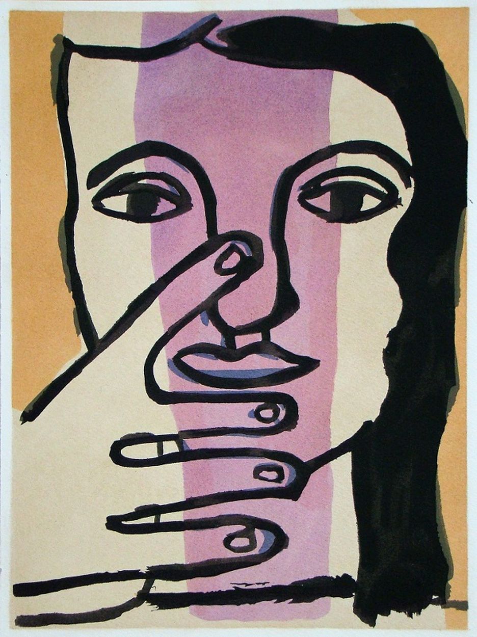Fernand Léger Fernand LÉGER ( 1881 - 1955 ) Tête de femme, 1949 Pochoir en coule&hellip;