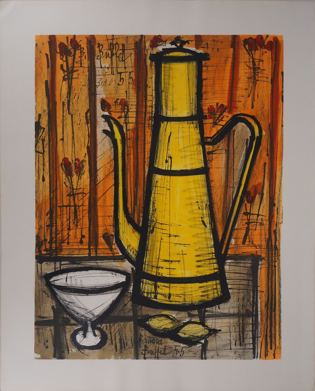Bernard Buffet 伯纳德-布费特
黄色的咖啡壶, 1960年

石版画
版面上有签名
Arches编织纸上 69 x 56 cm

状况良好 高度：&hellip;