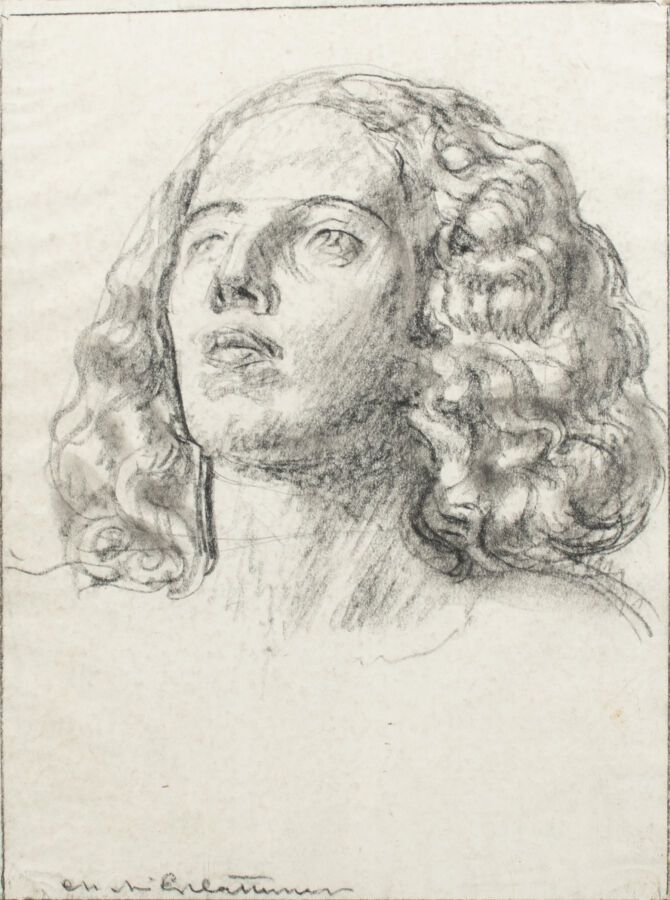 Null Charles LEPLATTENIER (1874-1946).
Portrait de femme aux cheveux bouclés.
Fu&hellip;