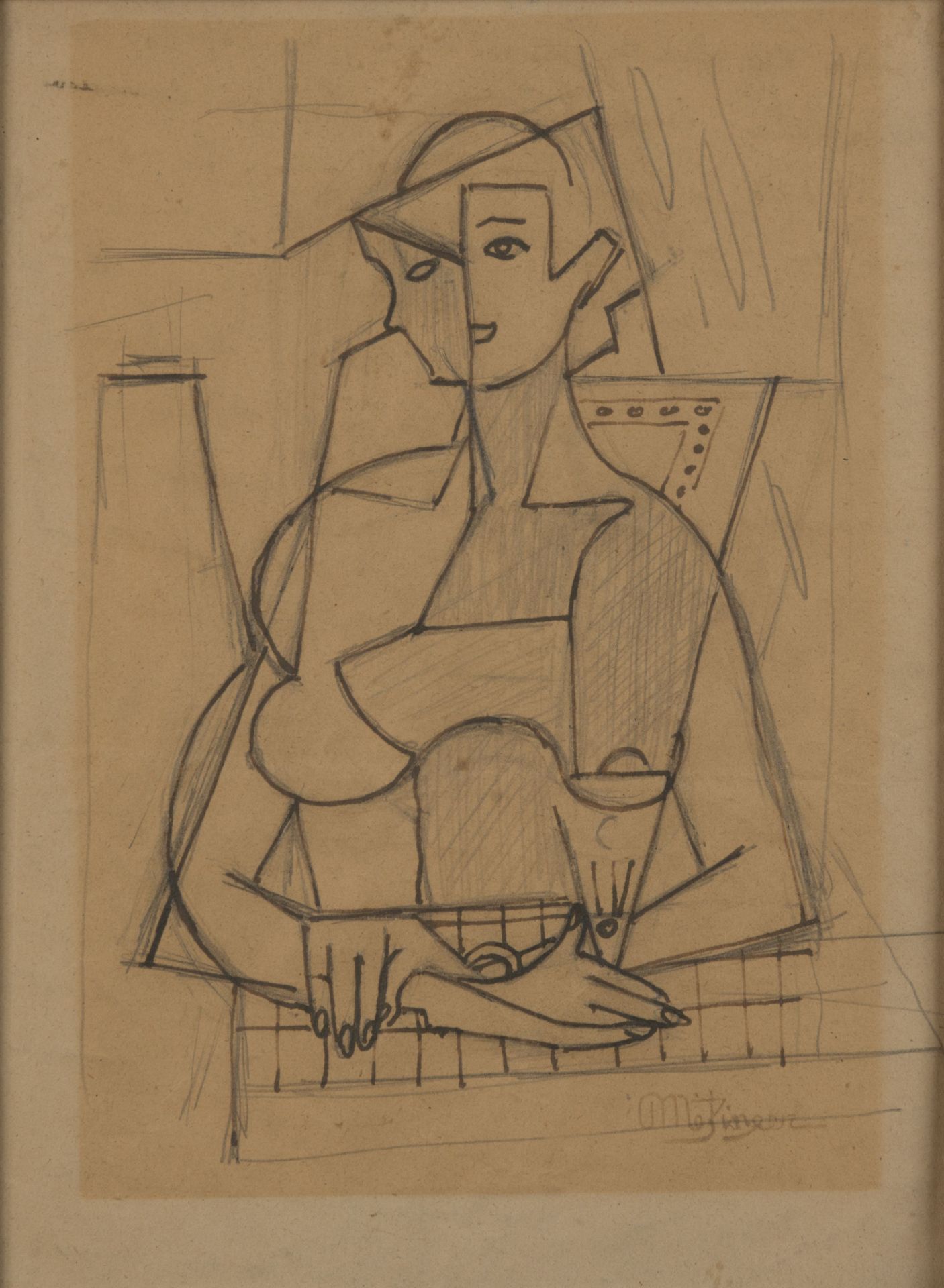 Null Jean METZINGER (1883-1956). 
Etude préparatoire pour "La Femme au verre".
E&hellip;